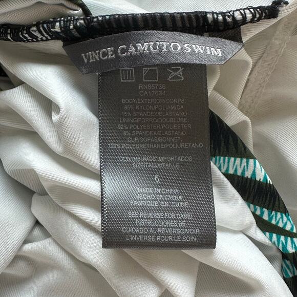Vince Camuto Zebra Print Wrap Swimsuit Nylon Blend Black White Teal Size 6 - Picture 6 of 8